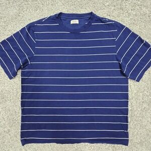 AYR Shirt Mens Shirt XL Blue Striped Short Sleeve Pullover Pima Cotton Stretch